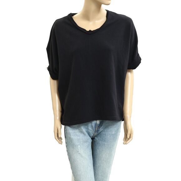 Voyageur By Mersea Frenchie Raw Edge V-Neck Sweatshirt Top Oversized OS 283409 - Picture 5 of 9